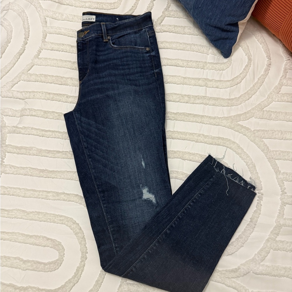 LOFT Dark Blue Straight Leg Jeans - Picture 8 of 8